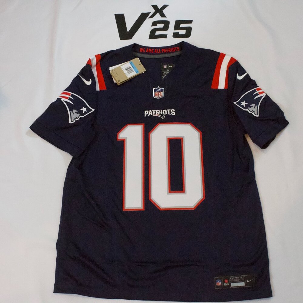Men's On Field Nike New England Patriots Drake Maye Blue Home Jersey Size Md